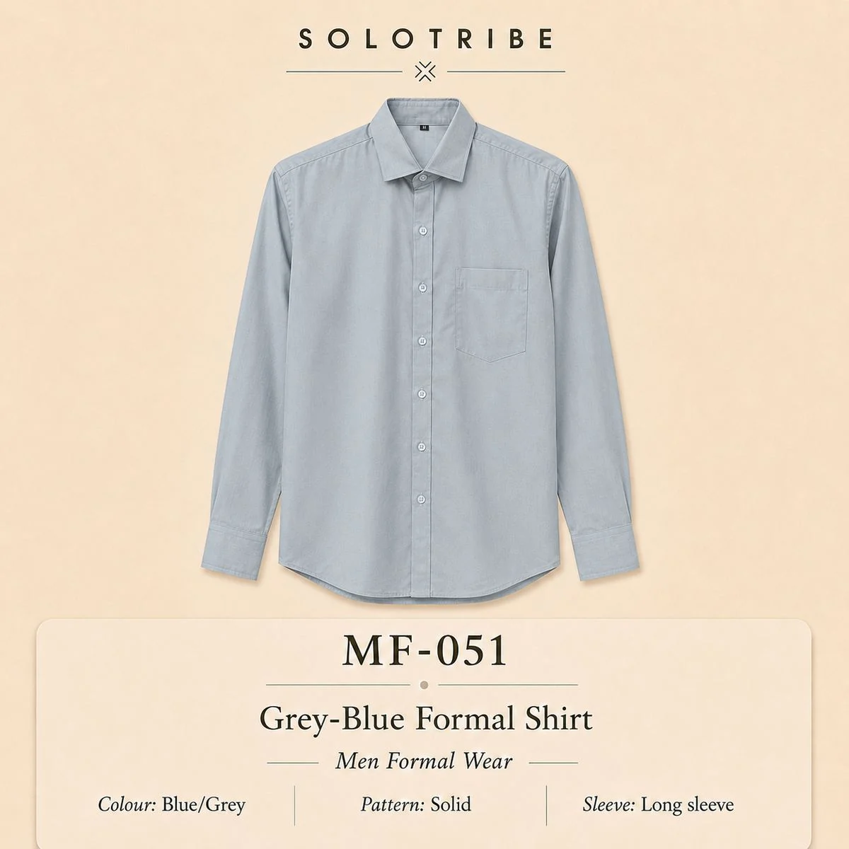 Grey Blue Formal Shirt